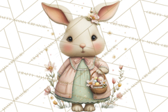 Easter Bunny Clipart PNG, Cute Bunny Characters, Pastel Product Image 2