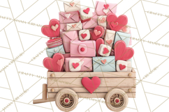 Love Letter Delivery Clipart, Valentine Mail Heart Envelopes Product Image 4