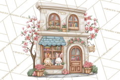 Easter Town Clipart, Pastel Easter Buildings, Bunny Shop Png Product Image 2