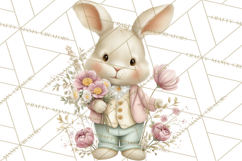 Easter Bunny Clipart PNG, Cute Bunny Characters, Pastel Product Image 2