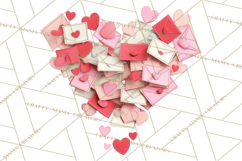 Love Letter Delivery Clipart, Valentine Mail Heart Envelopes Product Image 2