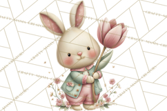 Easter Bunny Clipart PNG, Cute Bunny Characters, Pastel Product Image 5