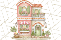 Easter Town Clipart, Pastel Easter Buildings, Bunny Shop Png Product Image 3