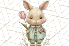 Easter Bunny Clipart PNG, Cute Bunny Characters, Pastel Product Image 3
