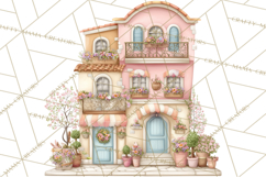 Easter Town Clipart, Pastel Easter Buildings, Bunny Shop Png Product Image 2