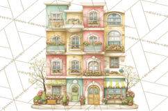 Easter Town Clipart, Pastel Easter Buildings, Bunny Shop Png Product Image 3