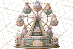 Easter Carnival Clipart, Pastel Carnival Booths Png Product Image 5