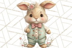 Easter Bunny Clipart PNG, Cute Bunny Characters, Pastel Product Image 5