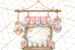 Easter Town Clipart, Pastel Easter Buildings, Bunny Shop Png Product Image 3