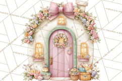 Easter Town Clipart, Pastel Easter Buildings, Bunny Shop Png Product Image 5