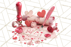 Love Letter Delivery Clipart, Valentine Mail Heart Envelopes Product Image 2
