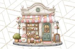 Easter Town Clipart, Pastel Easter Buildings, Bunny Shop Png Product Image 3