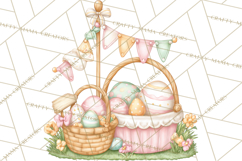Easter Town Clipart, Pastel Easter Buildings, Bunny Shop Png Product Image 4