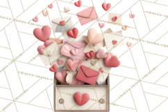 Love Letter Delivery Clipart, Valentine Mail Heart Envelopes Product Image 4