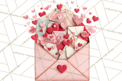 Love Letter Delivery Clipart, Valentine Mail Heart Envelopes Product Image 5