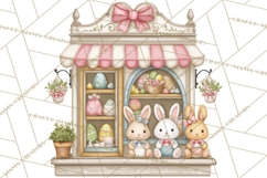 Easter Town Clipart, Pastel Easter Buildings, Bunny Shop Png Product Image 4