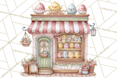 Easter Town Clipart, Pastel Easter Buildings, Bunny Shop Png Product Image 5