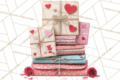 Love Letter Delivery Clipart, Valentine Mail Heart Envelopes Product Image 2
