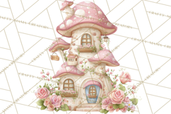 Whimsical Fairy World Clipart, Pastel Fairy Houses Png Product Image 3