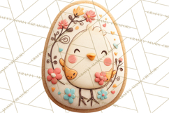 Easter Cookies Clipart, Bunny Chick Egg Carrot Flower PNG Product Image 3