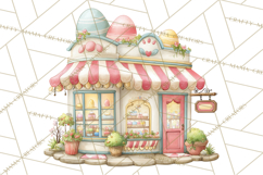 Easter Town Clipart, Pastel Easter Buildings, Bunny Shop Png Product Image 5