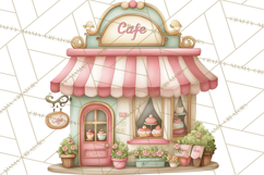 Easter Town Clipart, Pastel Easter Buildings, Bunny Shop Png Product Image 2