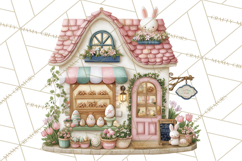 Easter Town Clipart, Pastel Easter Buildings, Bunny Shop Png Product Image 3