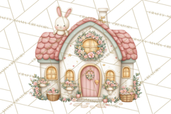 Easter Town Clipart, Pastel Easter Buildings, Bunny Shop Png Product Image 3