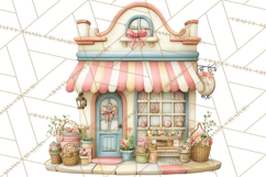Easter Town Clipart, Pastel Easter Buildings, Bunny Shop Png Product Image 5
