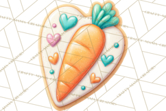 Easter Cookies Clipart, Bunny Chick Egg Carrot Flower PNG Product Image 3