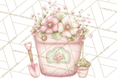 Girly Garden Tools Clipart, Pastel Gardening Clip Art Png Product Image 2