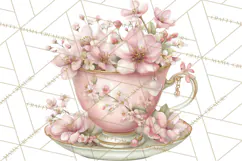 Blossom Tea Party Clipart, Pastel Tea Party Png Product Image 5