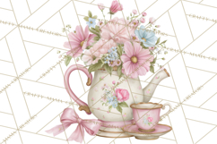 Blossom Tea Party Clipart, Pastel Tea Party Png Product Image 2