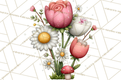 Spring Floral Clipart, Whimsical Flowers PNG, Pastel Tulips Product Image 2