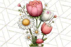 Spring Floral Clipart, Whimsical Flowers PNG, Pastel Tulips Product Image 2
