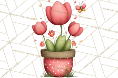 Spring Floral Clipart, Whimsical Flowers PNG, Pastel Tulips Product Image 4