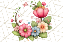 Spring Floral Clipart, Whimsical Flowers PNG, Pastel Tulips Product Image 5