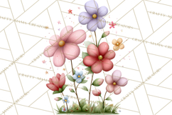 Spring Floral Clipart, Whimsical Flowers PNG, Pastel Tulips Product Image 2