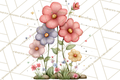 Spring Floral Clipart, Whimsical Flowers PNG, Pastel Tulips Product Image 3