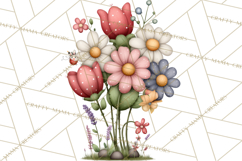 Spring Floral Clipart, Whimsical Flowers PNG, Pastel Tulips Product Image 2