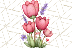 Spring Floral Clipart, Whimsical Flowers PNG, Pastel Tulips Product Image 5