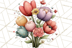 Spring Floral Clipart, Whimsical Flowers PNG, Pastel Tulips Product Image 2