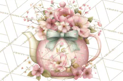 Blossom Tea Party Clipart, Pastel Tea Party Png Product Image 2