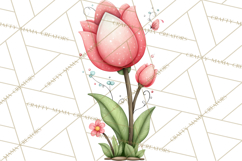 Spring Floral Clipart, Whimsical Flowers PNG, Pastel Tulips Product Image 5