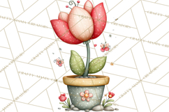 Spring Floral Clipart, Whimsical Flowers PNG, Pastel Tulips Product Image 2