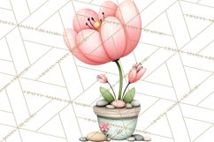 Spring Floral Clipart, Whimsical Flowers PNG, Pastel Tulips Product Image 4