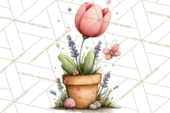 Spring Floral Clipart, Whimsical Flowers PNG, Pastel Tulips Product Image 5