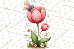 Spring Floral Clipart, Whimsical Flowers PNG, Pastel Tulips Product Image 2