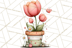 Spring Floral Clipart, Whimsical Flowers PNG, Pastel Tulips Product Image 3