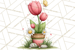 Spring Floral Clipart, Whimsical Flowers PNG, Pastel Tulips Product Image 2